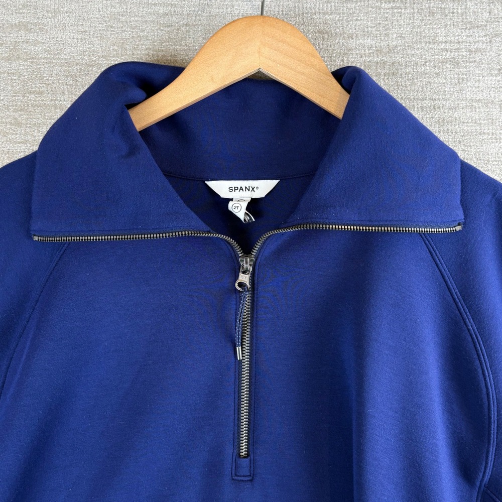 SPANX AirEssentials Half Zip Pullover Womens 2X Tall Navy 50346R EUC Minimalist